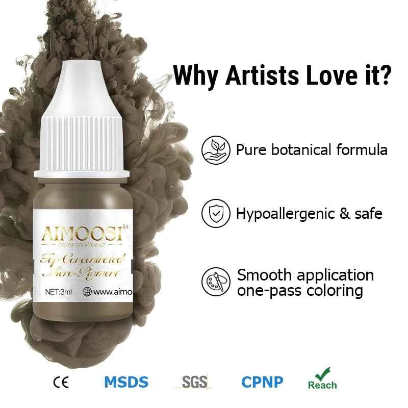 AIMOOSI Professional Microblading Pigment for Nano Brows | REACH Certified Permanent Makeup Tattoo Ink for PMU Artist | 3ml