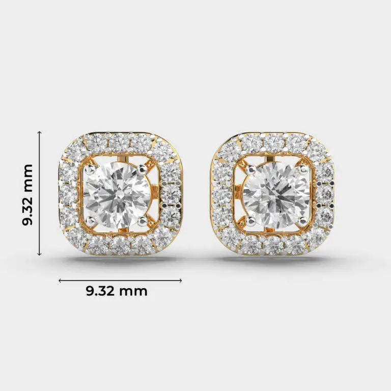 1.2 Carat Solitaire Brilliant Cut Diamond Studs Finest Stylish Cut Solid Gold Rhodium Plated Classic Lab Grown Diamond