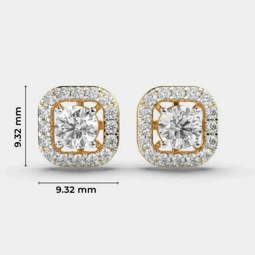 1.2 Carat Solitaire Brilliant Cut Diamond Studs Finest Stylish Cut Solid Gold Rhodium Plated Classic Lab Grown Diamond
