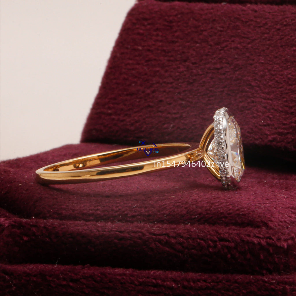 14 Kt Yellow Gold Rhodium Plated Solitaire Ring Women Brilliant Cushion Cut Diamond 2.5 CT VVS Clarity DEF Color Wedding