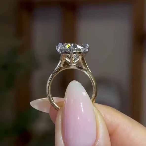 Elegant 12x8mm Oval Cut Moissanite Solitaire Engagement Ring Yellow Gold Plated Wedding Ring Fine Jewelry For Women Wholesale