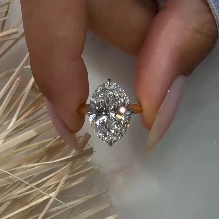 Elegant 12x8mm Oval Cut Moissanite Solitaire Engagement Ring Yellow Gold Plated Wedding Ring Fine Jewelry For Women Wholesale