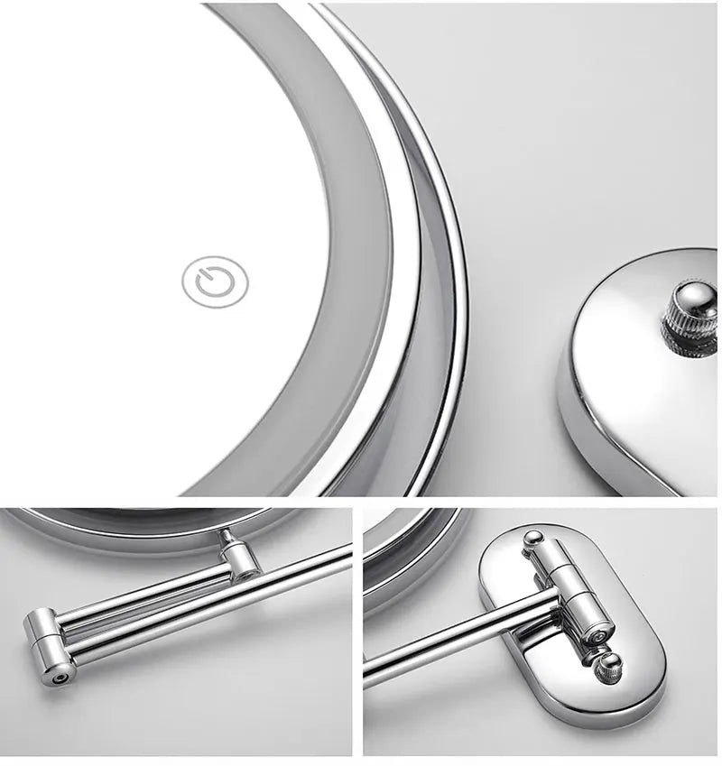 8 Inch Makeup Mirror Gold 3x/5x/7x/10x Magnifying Double Side USB Charging Bathroom 3 Color Light Cosmetic Mirrors