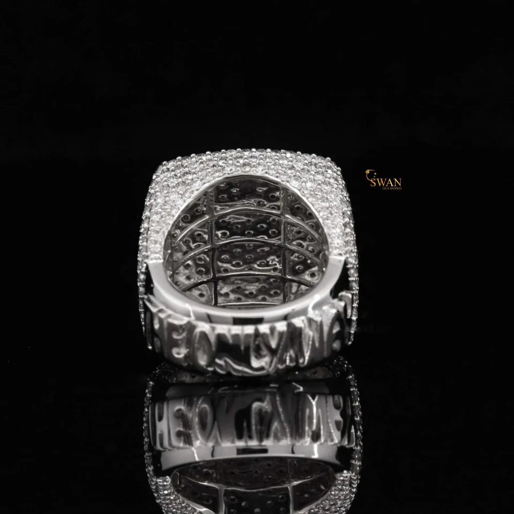 Stylish 10K Solid Gold IGI Certified Lab Grown Diamonds Fully Iced Out Hip Hop Party Ring for Men's Trendy Fashion