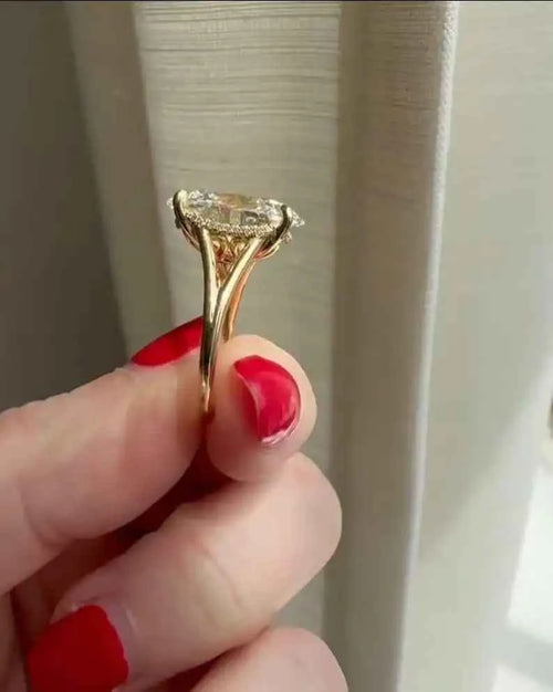 2.11CT Oval Cut Lab Grown Diamond Proposal Ring 14K Solid Gold Promise Engagement Wedding Fine Jewelry Gift for Her