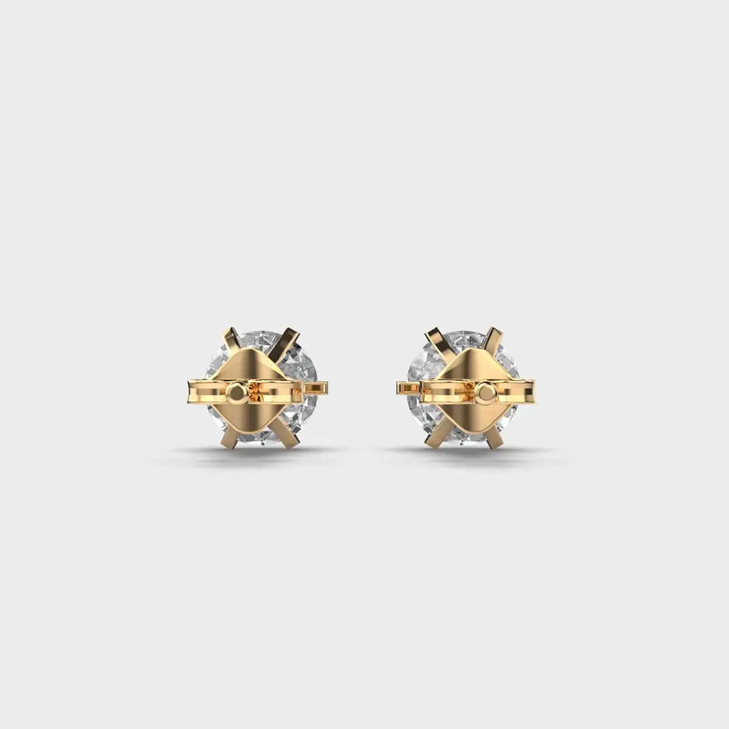 Lab Grown Diamond Stud Earring 14K White Gold Push Back Closure Cute Unisex Jewelry with Customized Color and Fine Gift