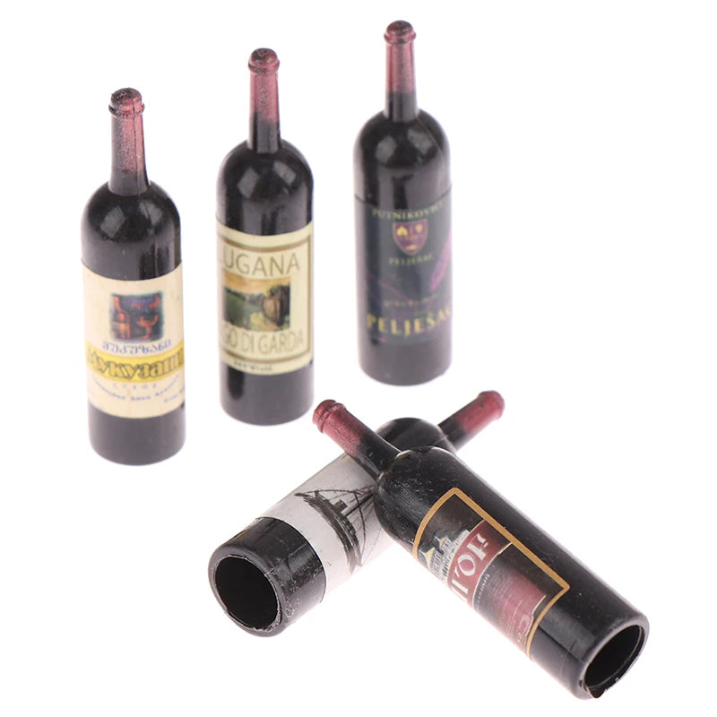 10Pcs/Lot 1/12 Dollhouse Miniature Mini Simulation Wine Bottle Accessories Decor Furniture Model Toys Children Gifts
