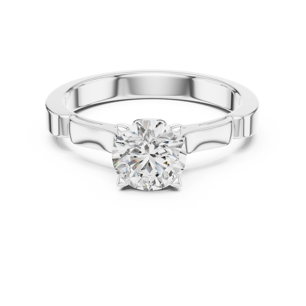 Wholesale 1ct Lab Grown Diamond Ring | 925 Sterling Silver | EF-VS1-2 | 4 Triangle Prongs Round Diamonds | Customizable Ring