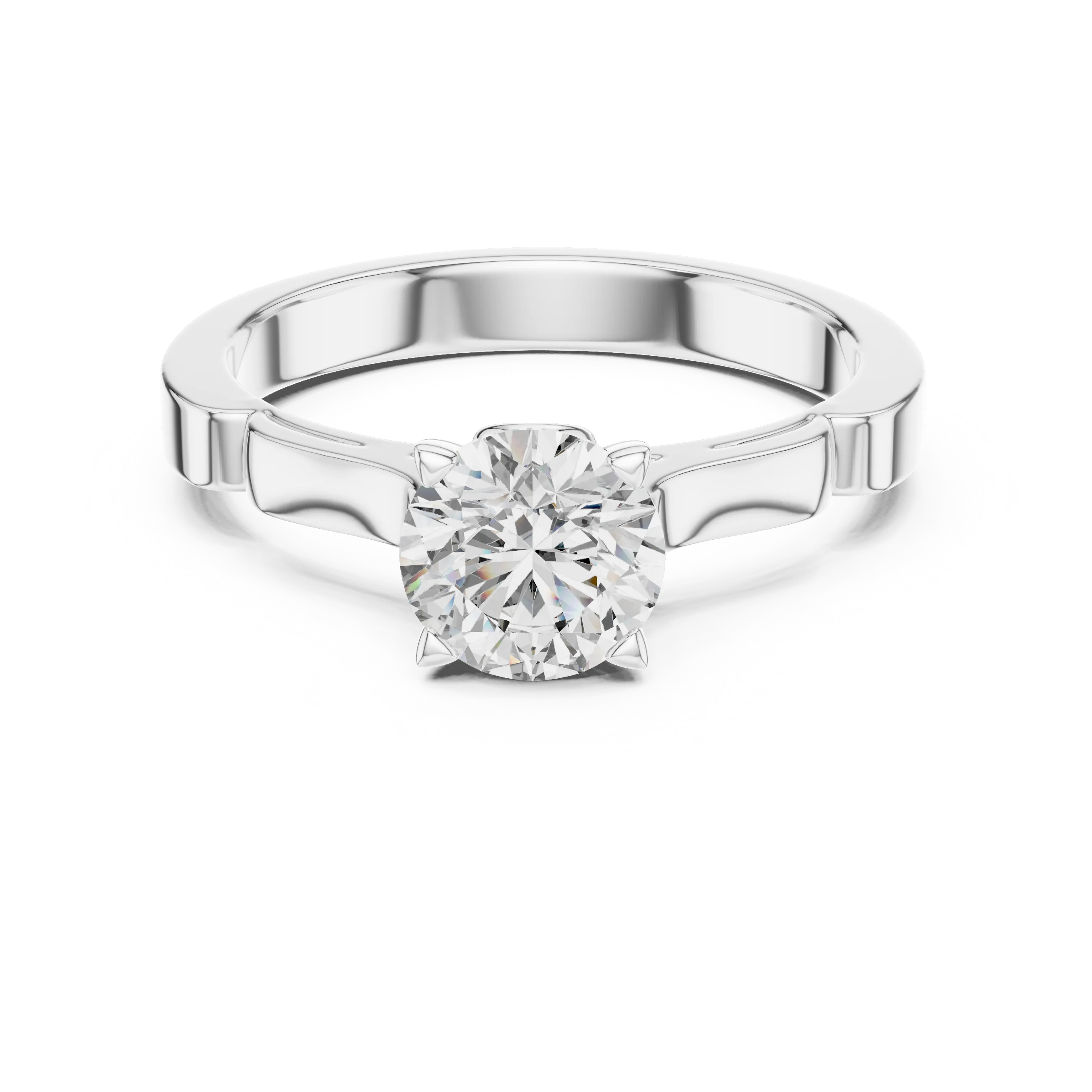 Wholesale 1ct Lab Grown Diamond Ring | 925 Sterling Silver | EF-VS1-2 | 4 Triangle Prongs Round Diamonds | Customizable Ring