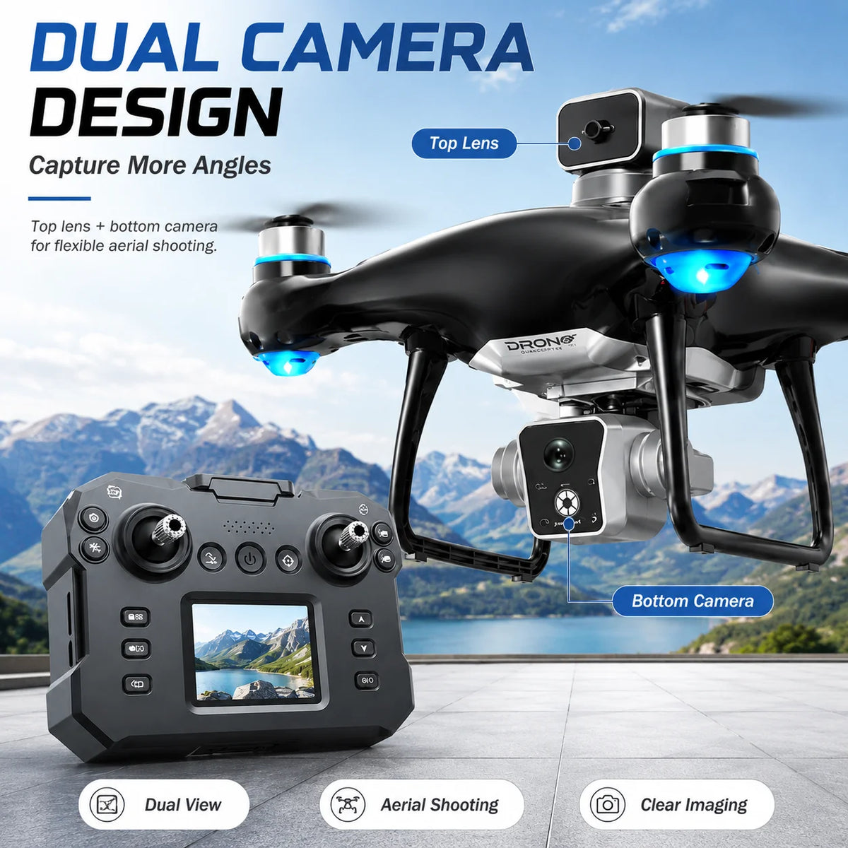 4K Dual Camera RC Drone With Screen Remote & Obstacle Avoidance