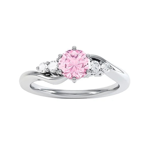 Pink Diamond Round Brilliant Cut Lab Grown IGI Certified White Gold Colored VS1-2 Clarity Excellent Polish Women's Mohs 10