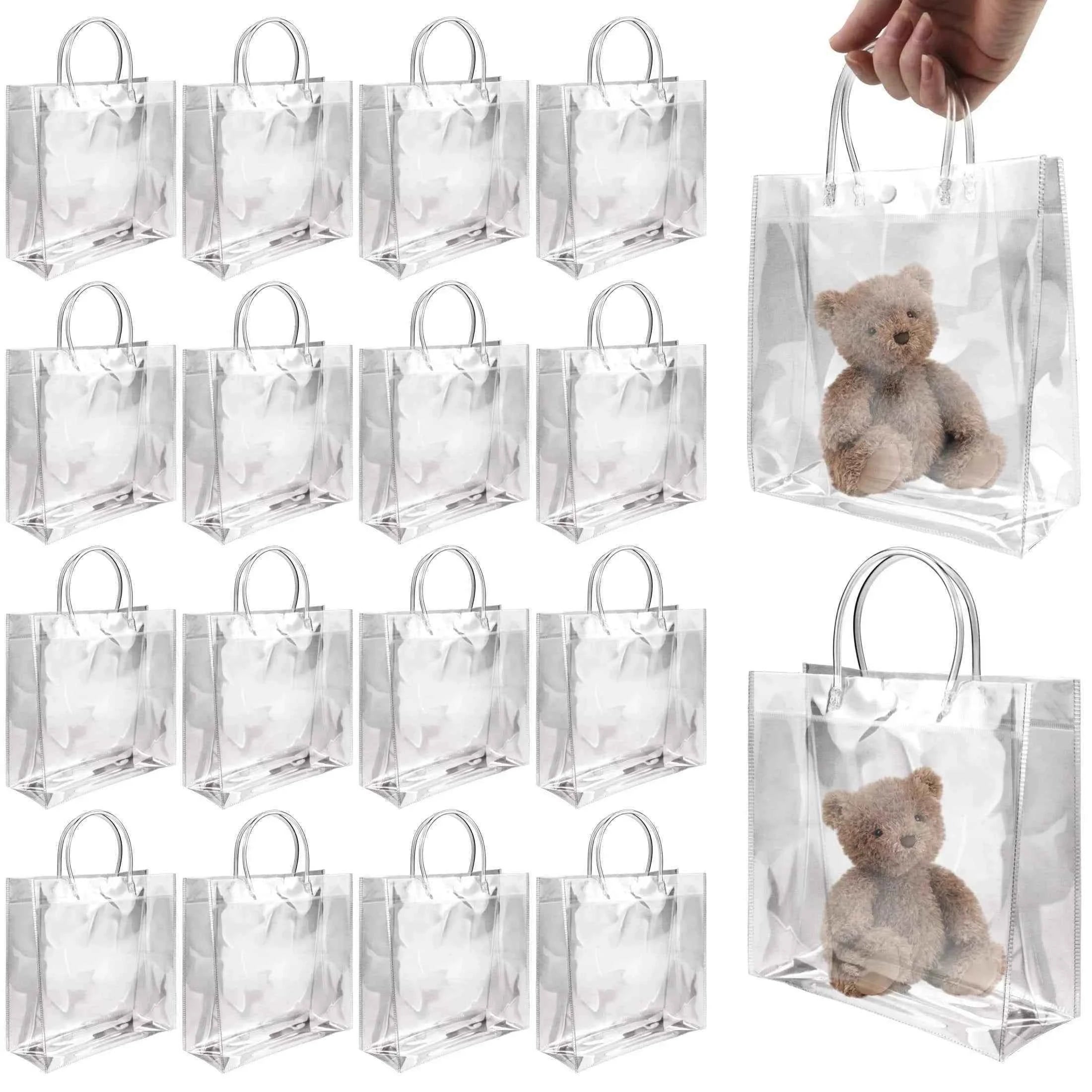 20-Pack Clear Plastic Gift Bags with Handles - Reusable PVC Party Favor Bags for Birthday, Wedding, Christmas, Mother's Day