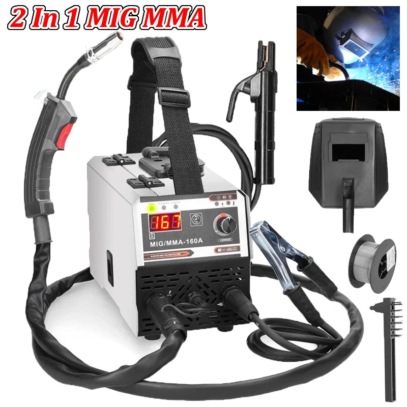 2-In-1 Multifunctional MIG MMA/MAG TIG-160C Welding Machine IGBT invert Welder Automatic Wire Feeding Electric Arc Welder