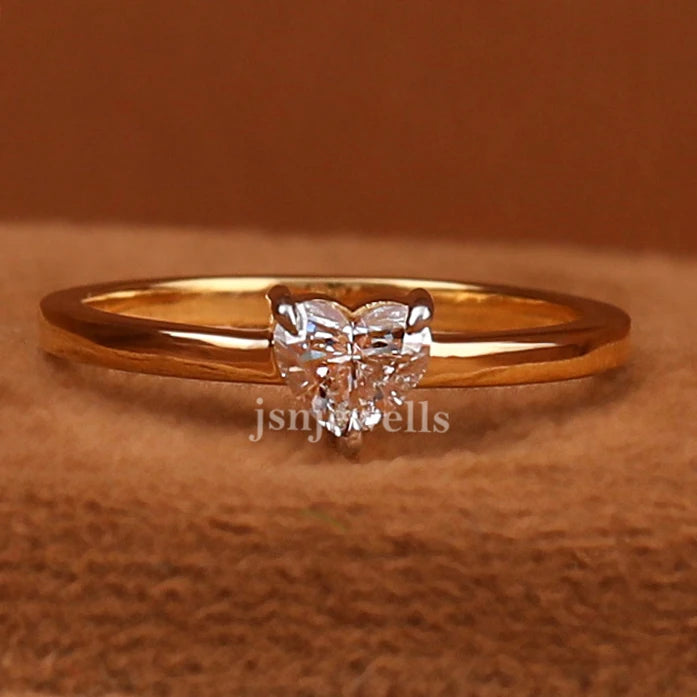 0.5 CT Heart Cut Engagement Ring in 14KT Yellow Gold Bezel Setting Classic Style with IGI Certified Lab Grown Diamond Unisex