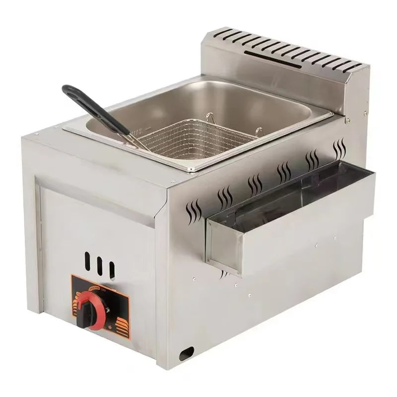 6L Electric Deep Fryer Stainless Steel Countertop Fryer with Basket for Fried Chicken French Fries with Time & Temp Control