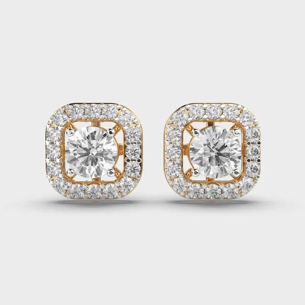 1.2 Carat Solitaire Brilliant Cut Diamond Studs Finest Stylish Cut Solid Gold Rhodium Plated Classic Lab Grown Diamond