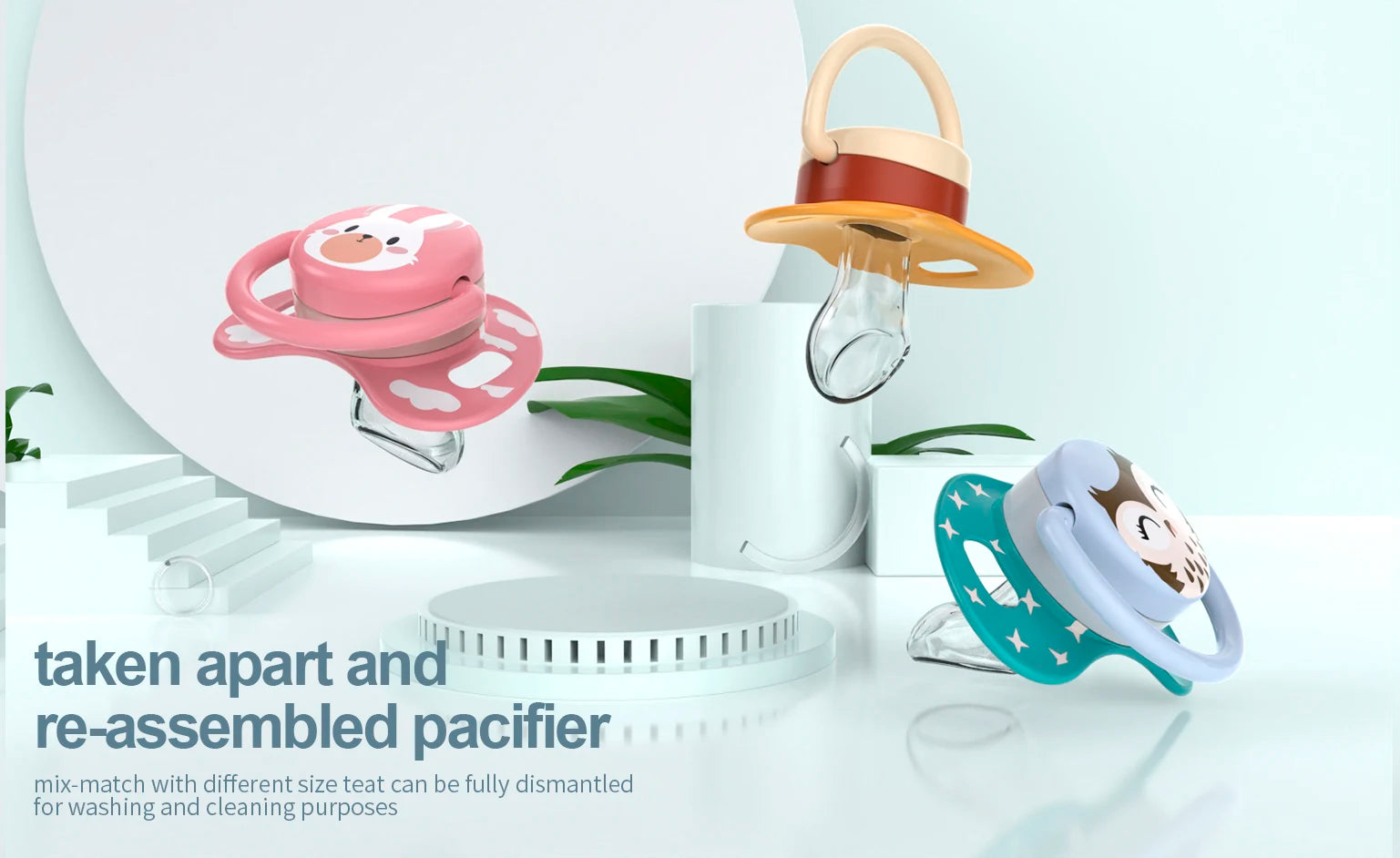 Miyocar Lovely Baby Pacifiers Bring Replacement Nipple (2 Pcs) Includes 6 Different Sized Silicone Teat for Boy Girl all size