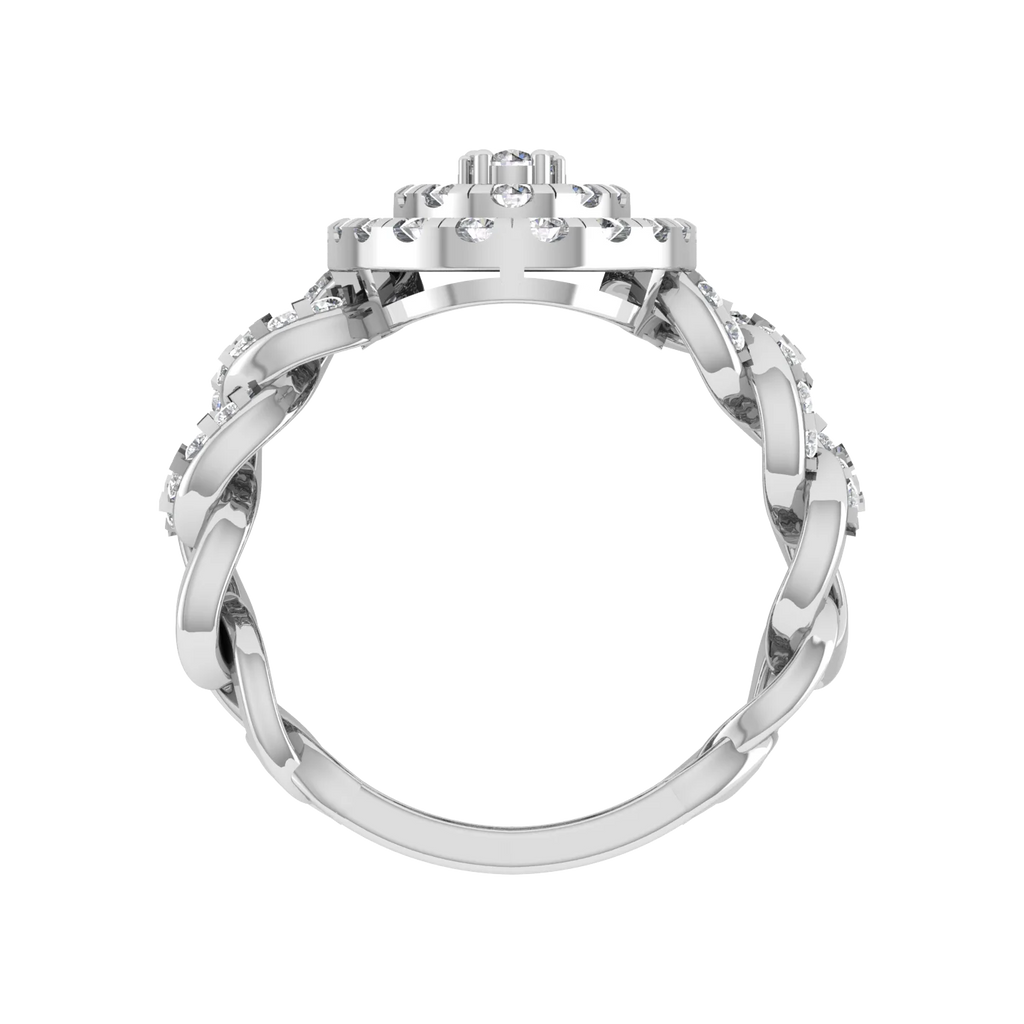 Bold Oval Cluster Diamond Ring Rose Gold Custom Fine Jewelry Chain Link Style Real Natural Stone Engagement Ring Handmade India