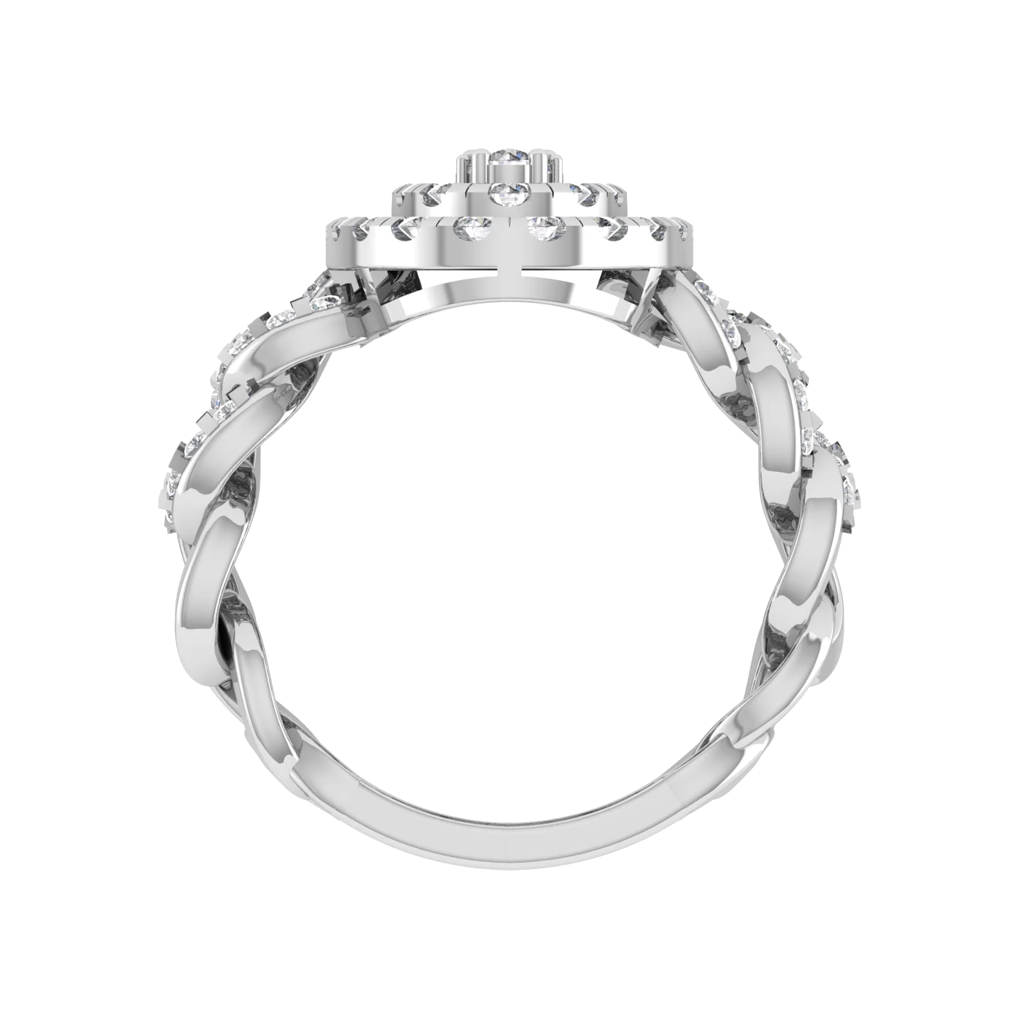 Bold Oval Cluster Diamond Ring Rose Gold Custom Fine Jewelry Chain Link Style Real Natural Stone Engagement Ring Handmade India