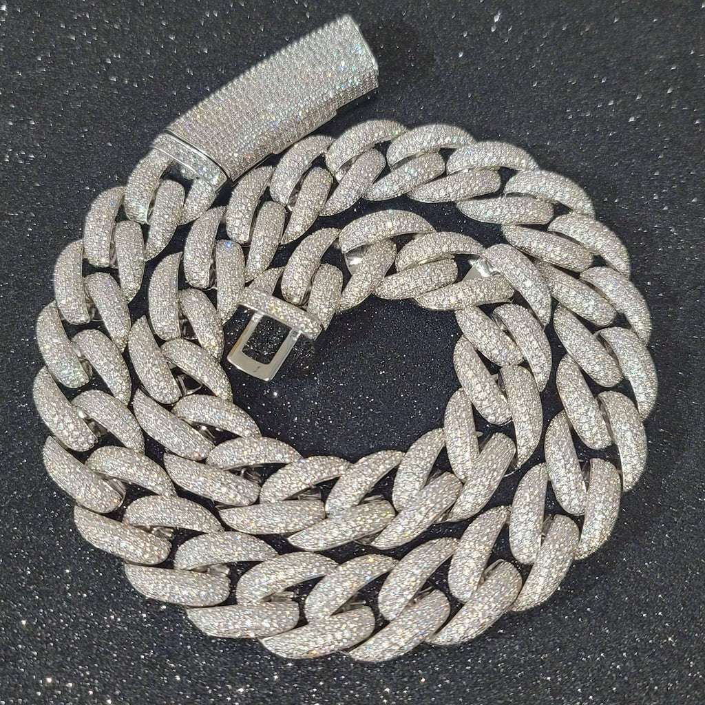 Fashion Miami Cuban Chain Iced Out 15MM Moon Necklace Full Pave Diamonds Long Buckle Necklace Hip Hop Jewelry Necklaces For Men