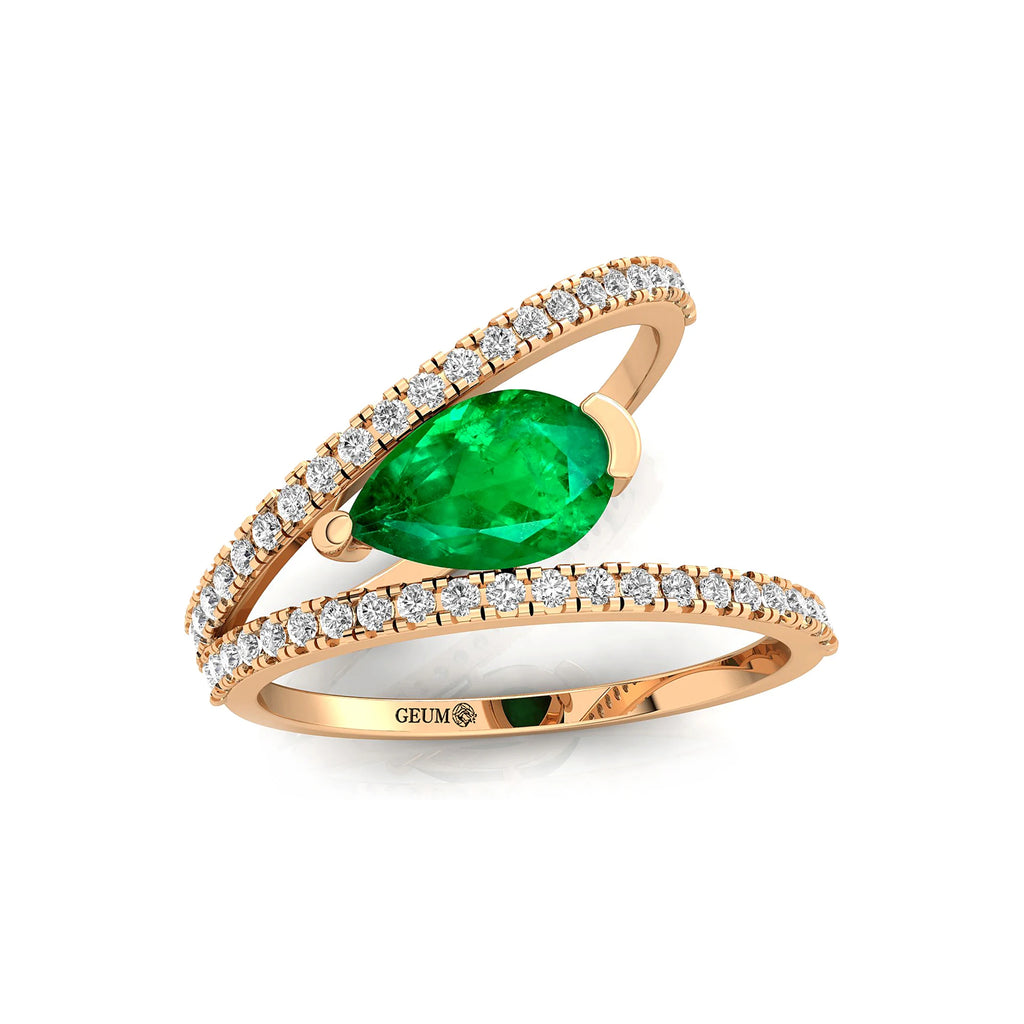 18kt Rose Gold Cocktail Fine Bridal Rings May Birthstone Lab Grown Emerald Gemstone Certified Real Diamonds Rings OEM Jewelry