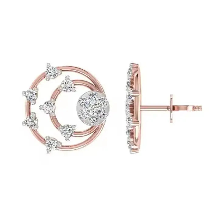 Luxira Customized Rose Gold Lab Grown Diamond Earrings Rhodium Plated IGI Certified Classic Style Anniversary Engagement Gift