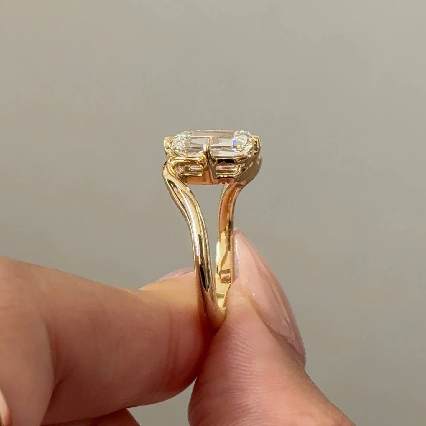2CT Ashoka Cut Lab Grown Diamond 10K Solid Gold Criss Cut Bypass Engagement Ring Gold Plated Luxury