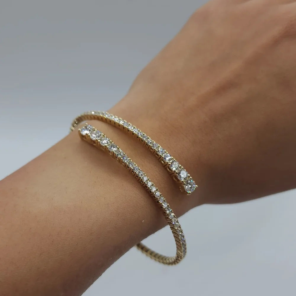 3 Carat Round Shape Lab Grown Diamond 14K White Gold Half Diamond Bangle Bracelet For Women's Diamond Bangle Bracelet