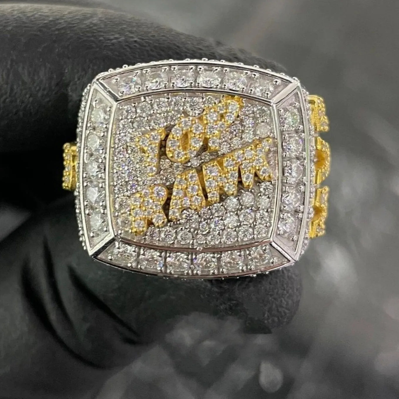 Fully Iced VVS Moissanite Sterling Silver Ring IGI Certified Gold Hip Hop Unisex Custom Star Championship Brilliant Cut Prong