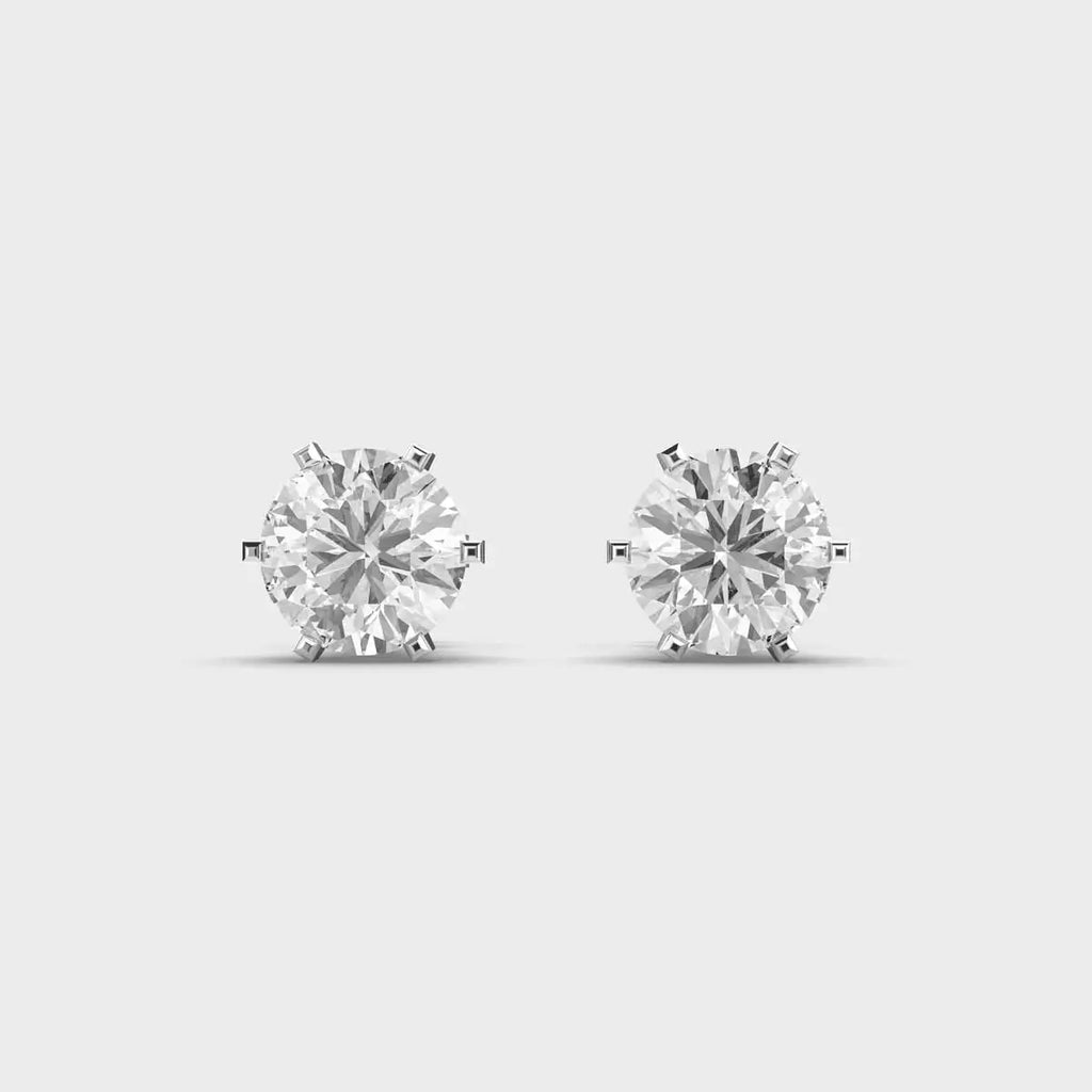 Lab Grown Diamond Stud Earring 14K White Gold Push Back Closure Cute Unisex Jewelry with Customized Color and Fine Gift