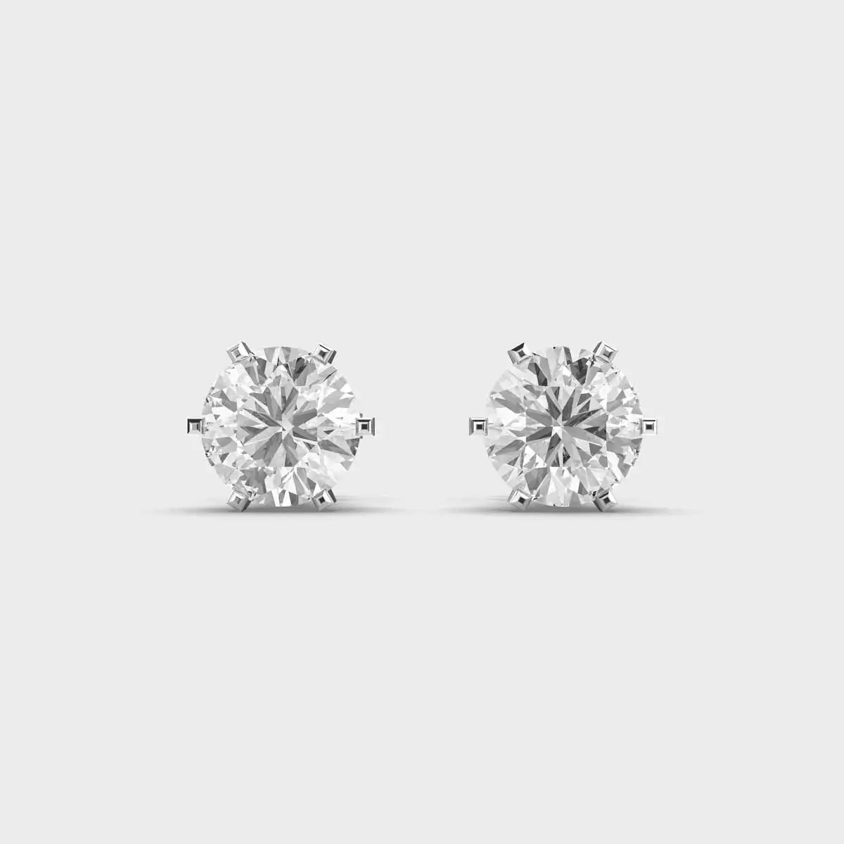 Lab Grown Diamond Stud Earring 14K White Gold Push Back Closure Cute Unisex Jewelry with Customized Color and Fine Gift