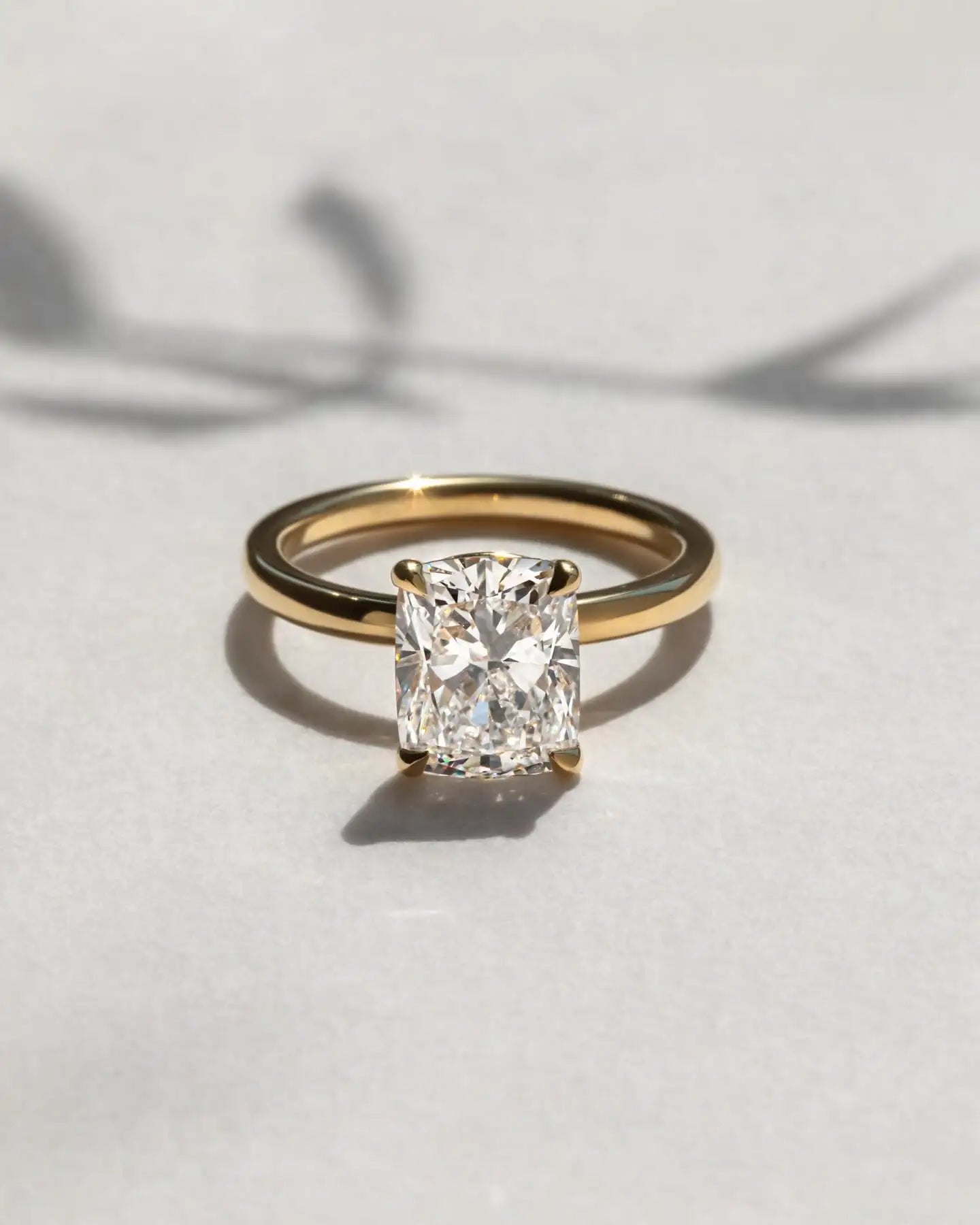 ElongatedCushion Cut 10x8mm Moissanite Solitaire Engagement Ring Yellow Gold Plated Minimalist Four Prong Fine Jewelry For Women