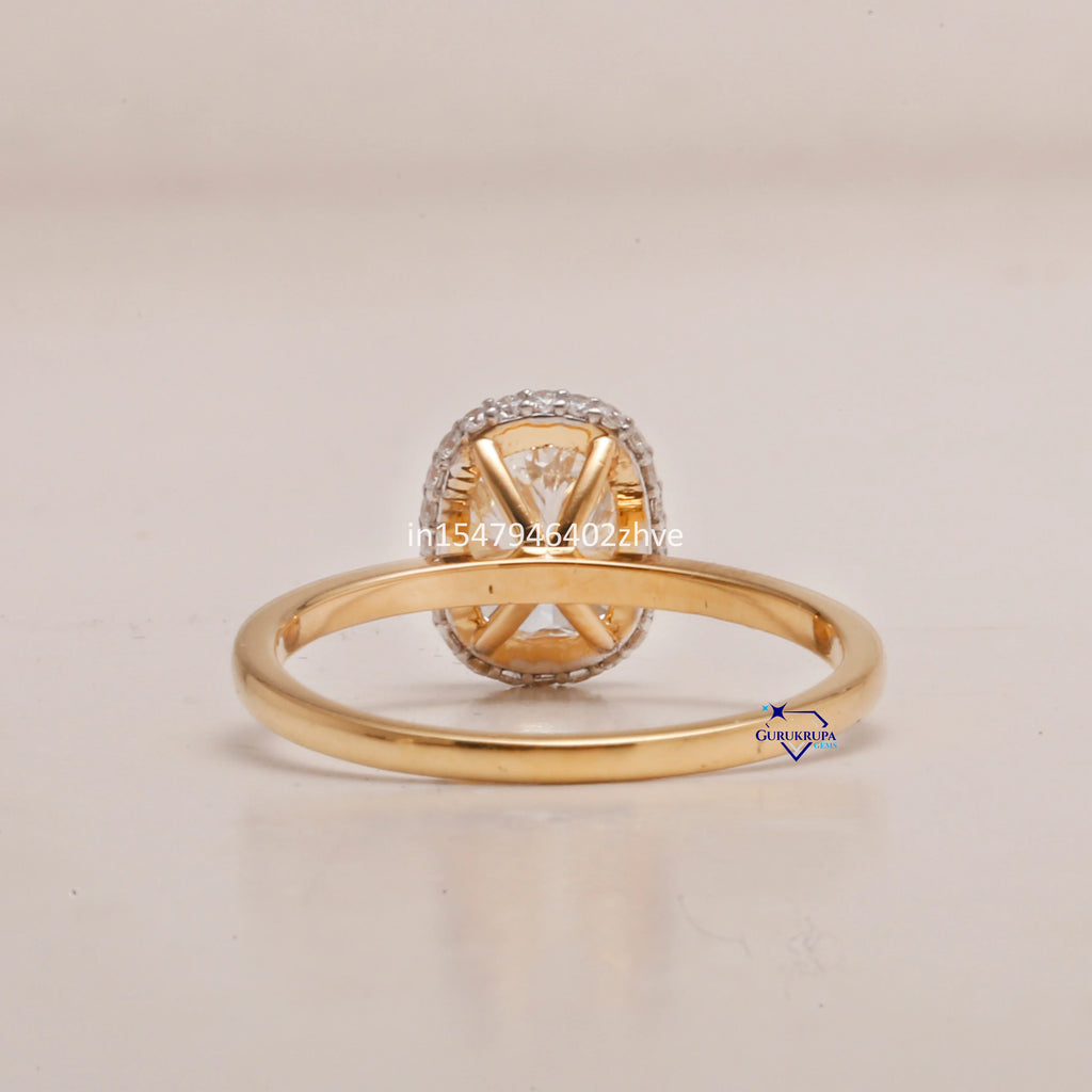 14 Kt Yellow Gold Rhodium Plated Solitaire Ring Women Brilliant Cushion Cut Diamond 2.5 CT VVS Clarity DEF Color Wedding