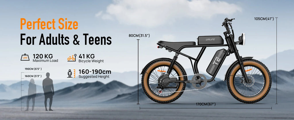URLIFE T2 1500W E-Bike 48V 15.6Ah Battery 28MPH 100Mi Range 20X4" Fat Tire Free Shipping