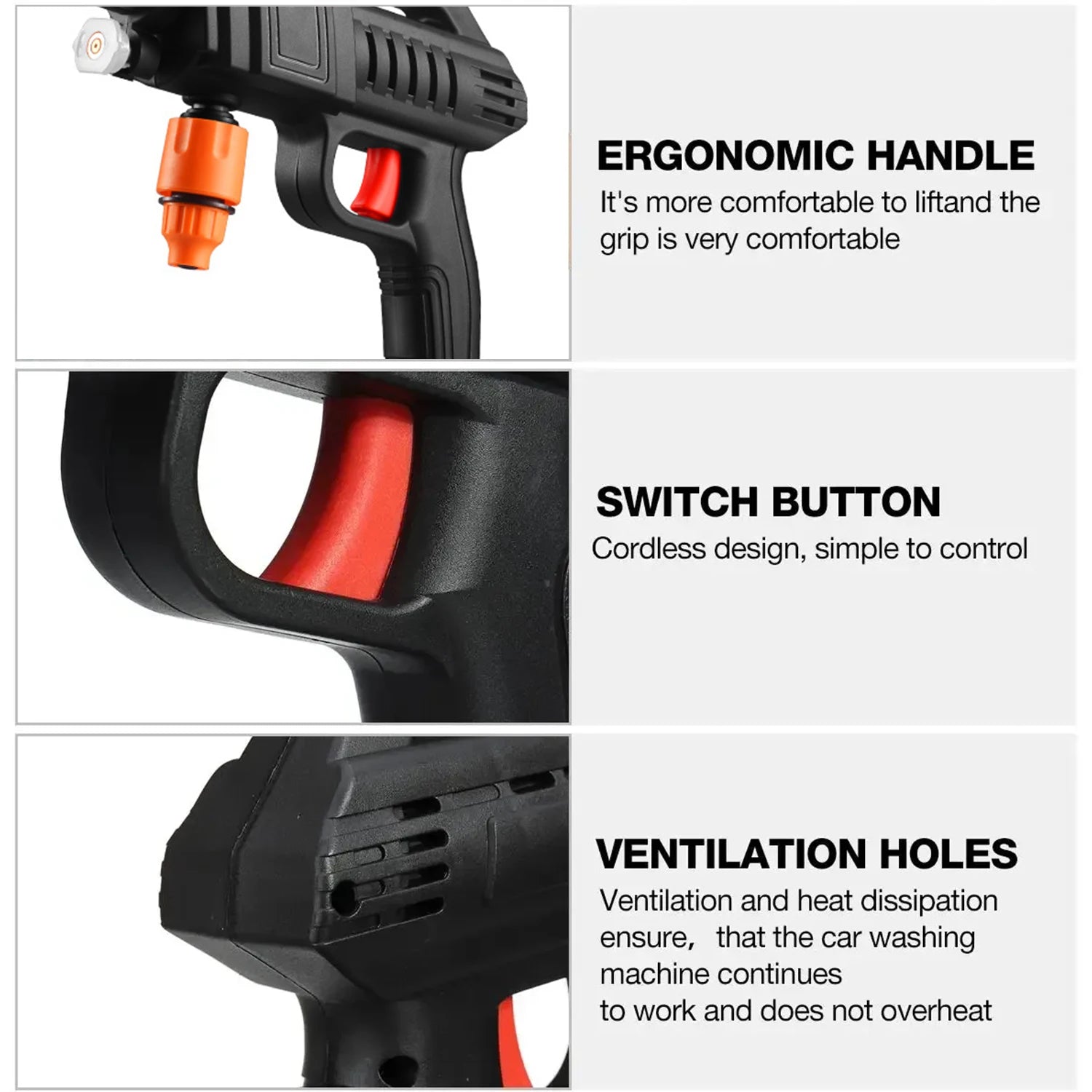 1500W 40-50 Bar Cordless High Pressure Cleaner Washer Spray Water Gun Car Wash Pressure Water Cleaning Machine for Car Garden