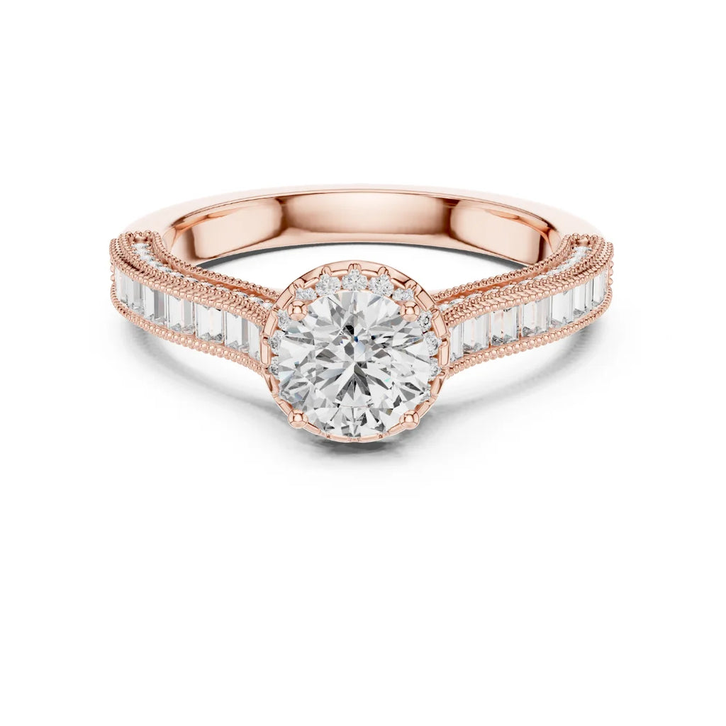 Trendy Fancy Round and Baguette Diamond Ring IGI Certified Lab Grown Stones Perfect for Engagement Wedding Luxury Gifts