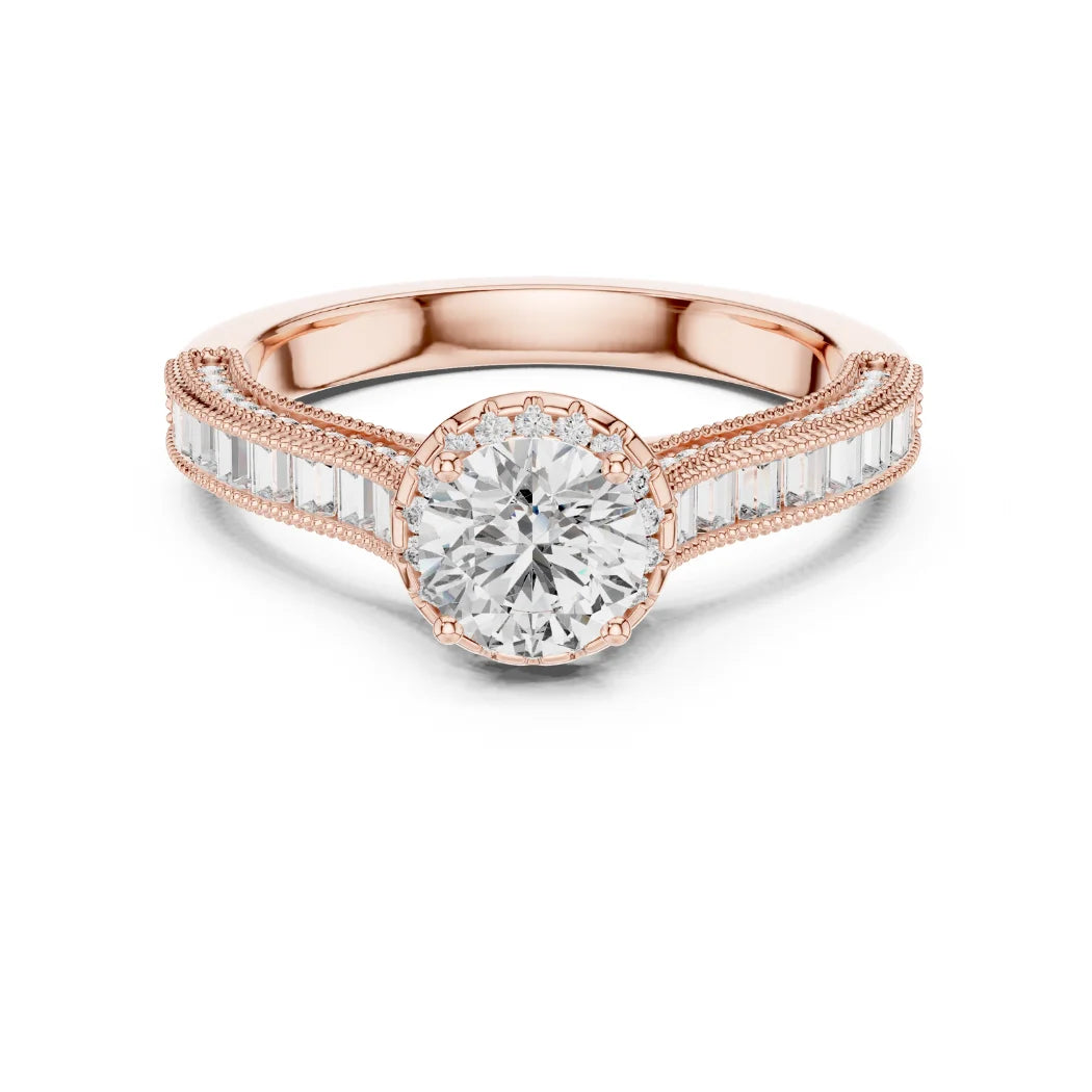 Trendy Fancy Round and Baguette Diamond Ring IGI Certified Lab Grown Stones Perfect for Engagement Wedding Luxury Gifts
