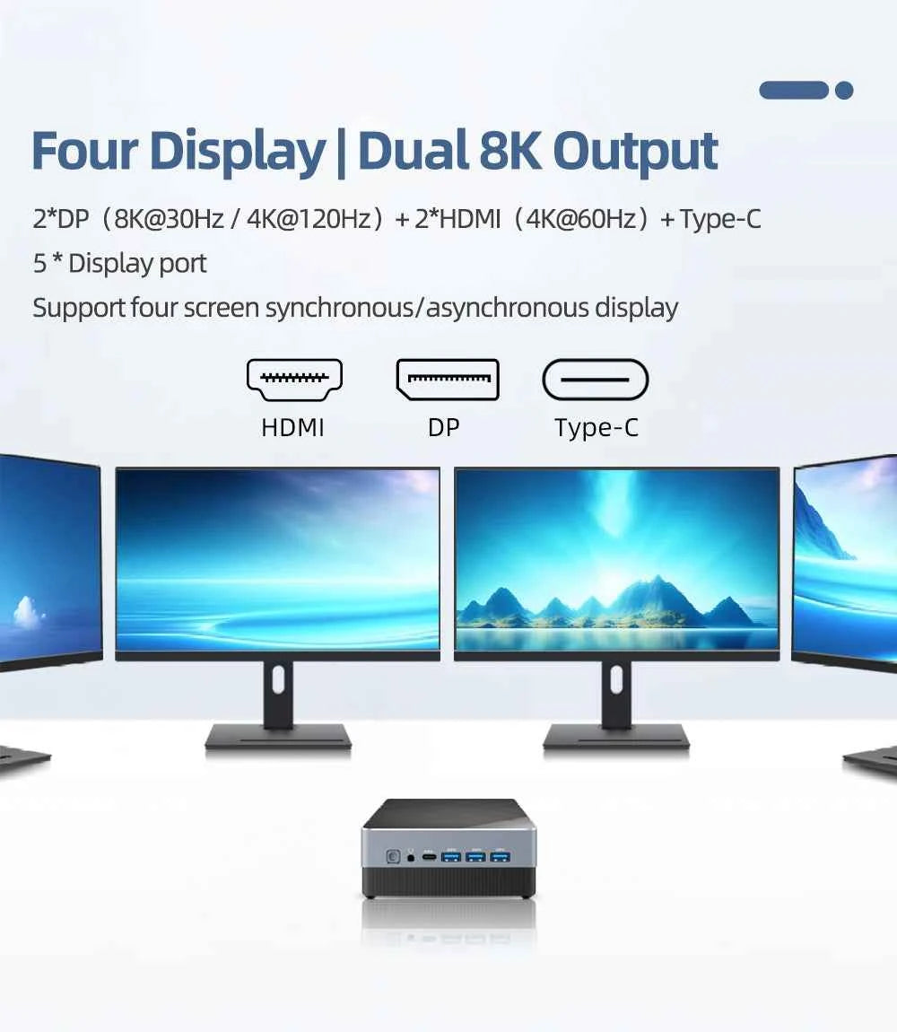 TexHoo Mini PC Computer Gaming AMD Ryzen7 5700U R5 4500U Intel Core i5 1335U CPU  NUC Office DDR4 DDR5 NVMe WIFI6