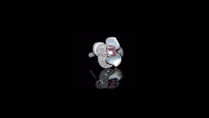 Pink Cushion Cut Original Moissanite Cluster Flowers Ring 925 Sterling Silver Engagement Wedding Gift Charm Jewelry
