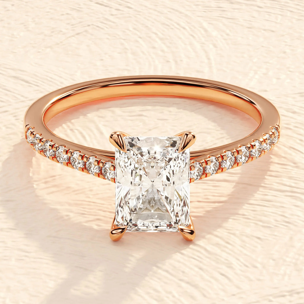 IGI Certified High Quality Silver Plated Emerald Cut VVS Moissanite Diamond Ring Vintage Style for Men Women's Weddings