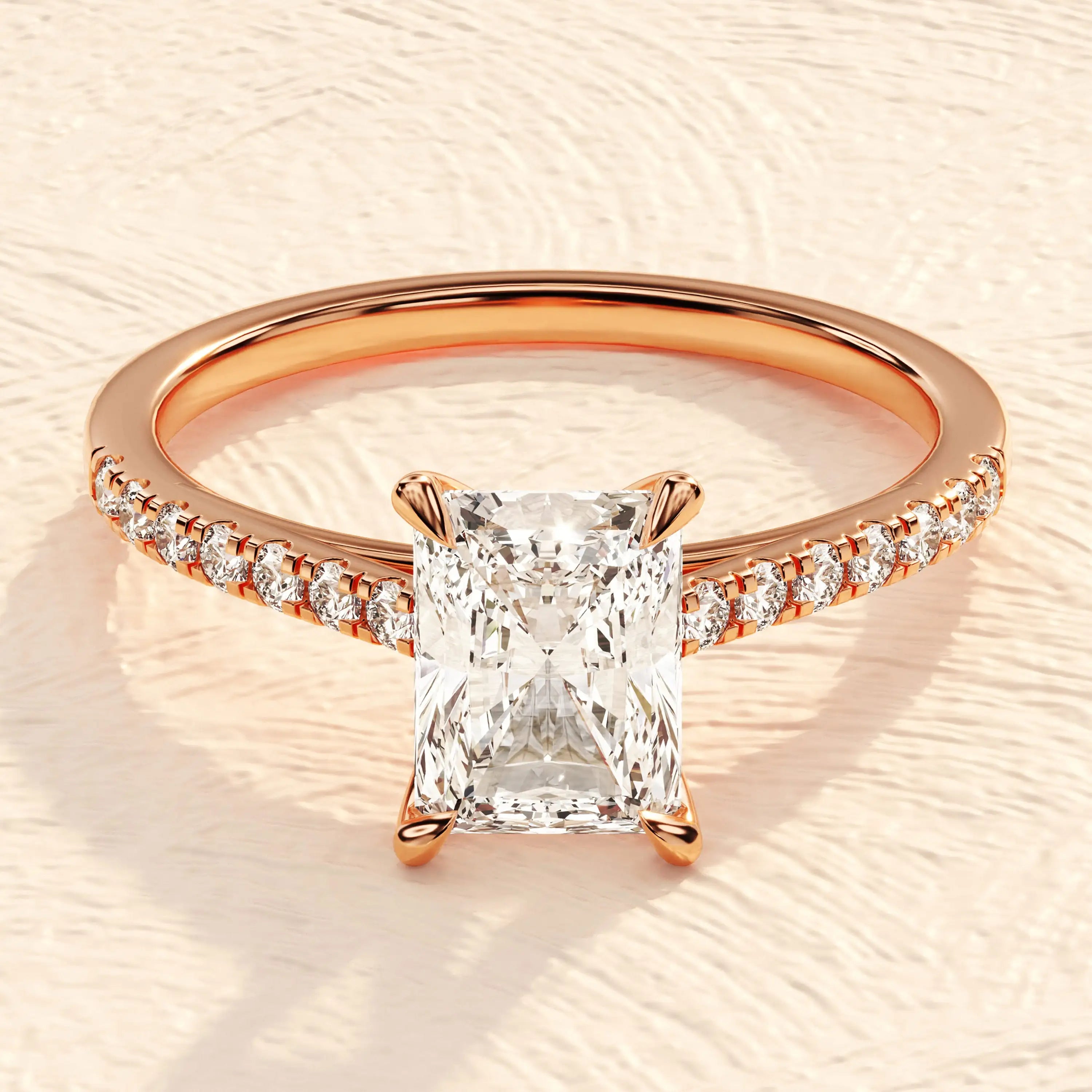 IGI Certified High Quality Silver Plated Emerald Cut VVS Moissanite Diamond Ring Vintage Style for Men Women's Weddings