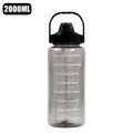 1pack 2L Water Bottle with Time Marker, Leak Proof, Non-Slip, Plastic Portable Travel Water Bottle Fitness Cup With Cute Stickes