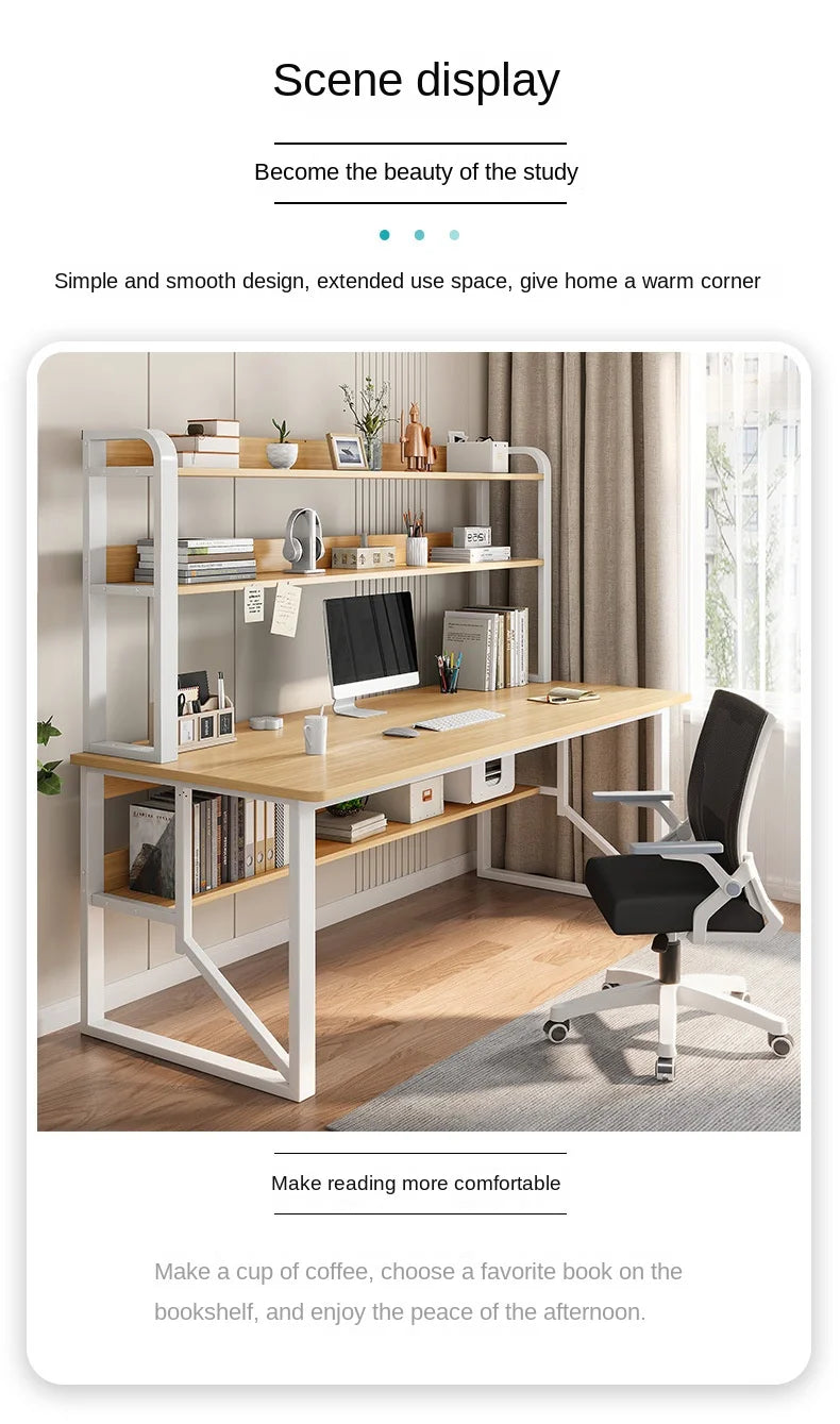 Computer Study Desk With Storage Bookshelf Office Workstation Organizer Desk for Home Students Professionals Length 100/120cm