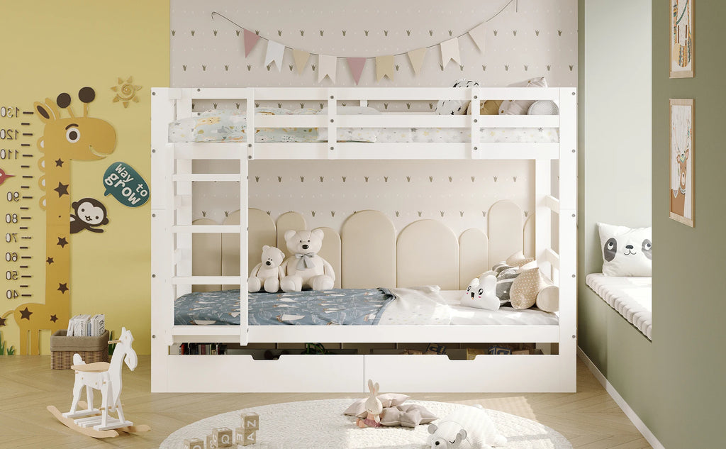 Rosahqnda children's high bed 90x200 cm 140x200 cm, children's bed with crash protection, stair, storage space, bunk bed, solid wood