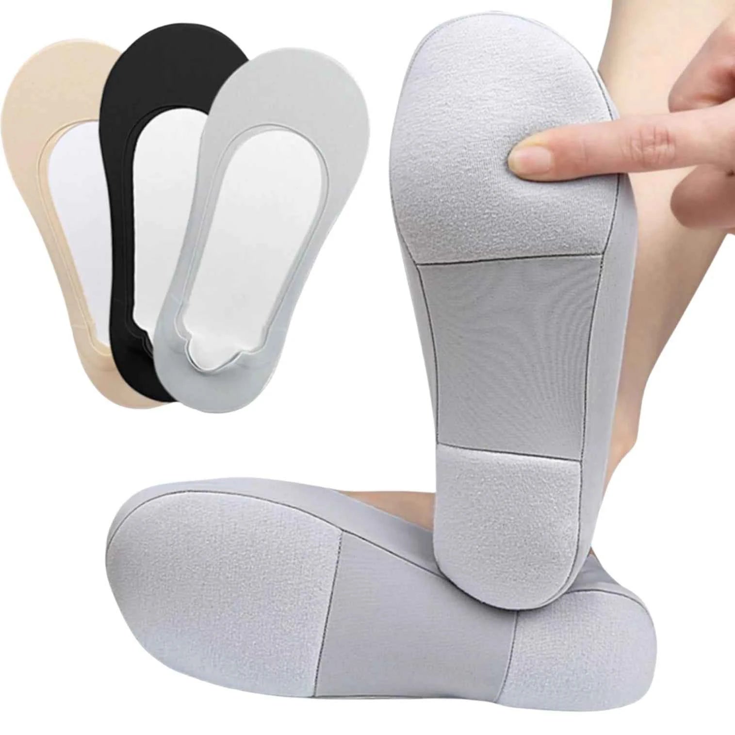 Women's 3D Anti-Slip Low-Cut Boat Socks，Comfortable Invisible Liner Boat Socks, Soft Sponge Cushioning Shock Absorption
