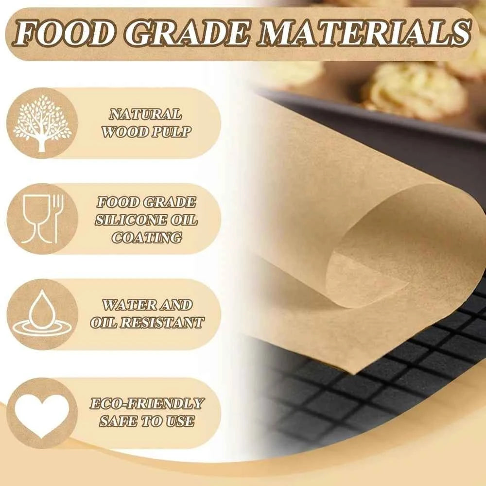 100Pcs Parchment Paper Baking Sheets Non-Stick Precut Baking Parchment Baking Paper Will Not Curl Burn Wax Paper