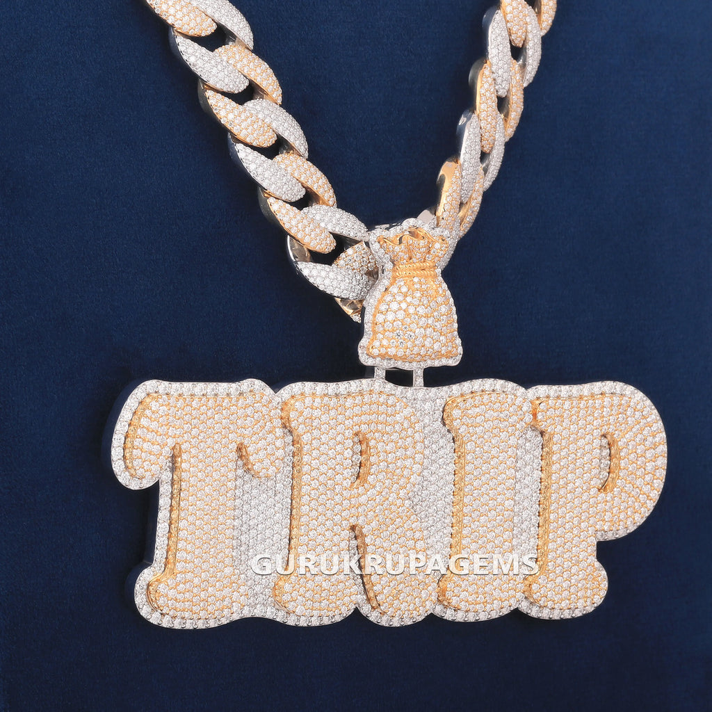 High Quality Hand-made Custom Hip Hop Pendant Necklace Iced Out Fashion 925 Silver VVS Moissanite Name Letter Pendant Mens