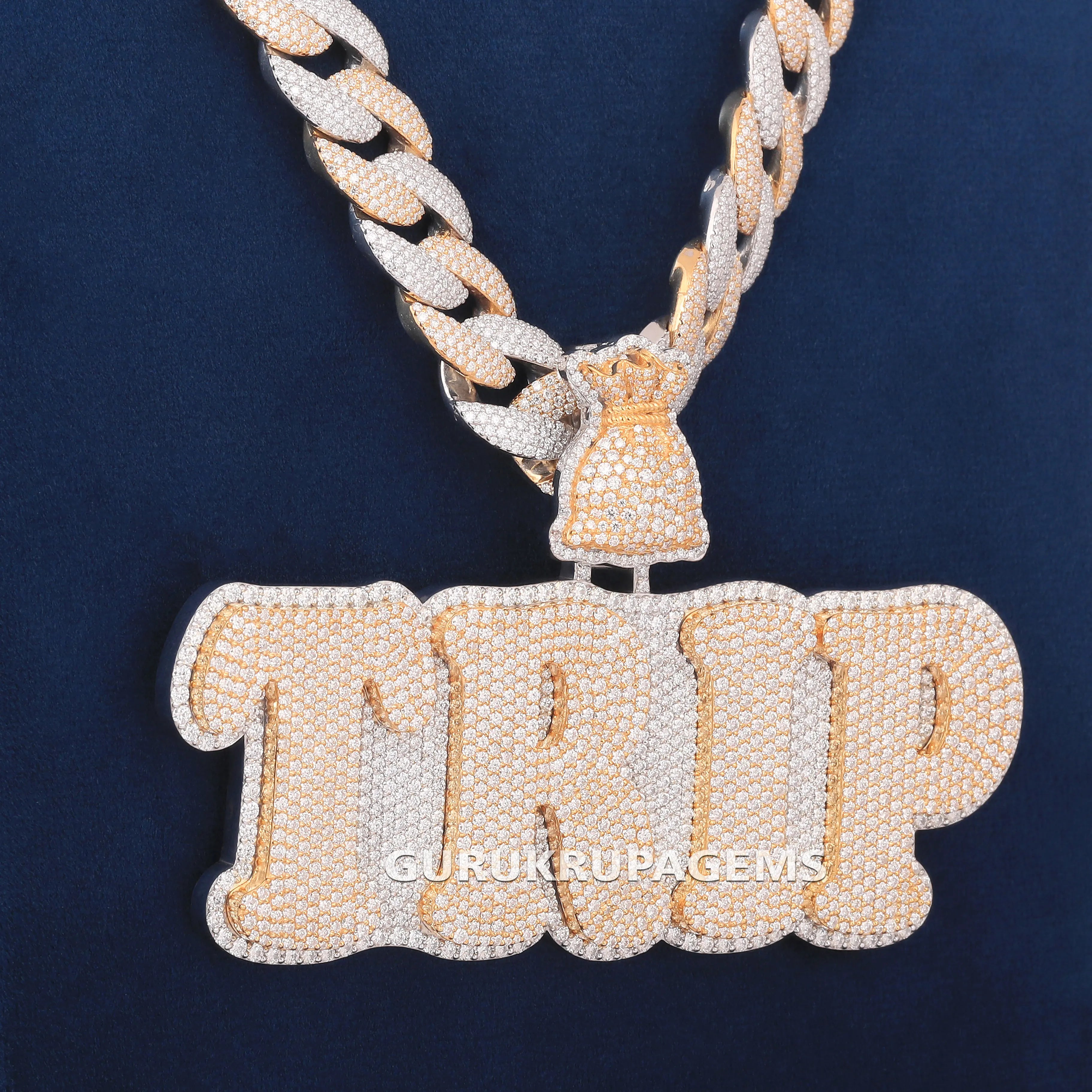 High Quality Hand-made Custom Hip Hop Pendant Necklace Iced Out Fashion 925 Silver VVS Moissanite Name Letter Pendant Mens