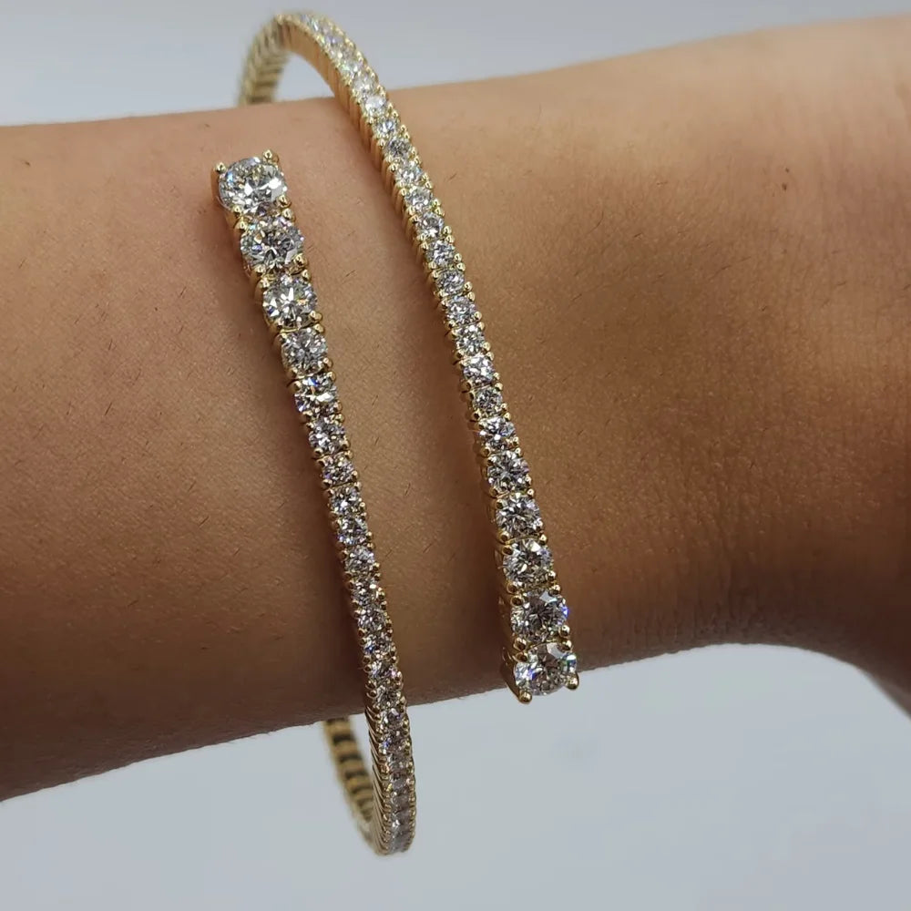 3 Carat Round Shape Lab Grown Diamond 14K White Gold Half Diamond Bangle Bracelet For Women's Diamond Bangle Bracelet