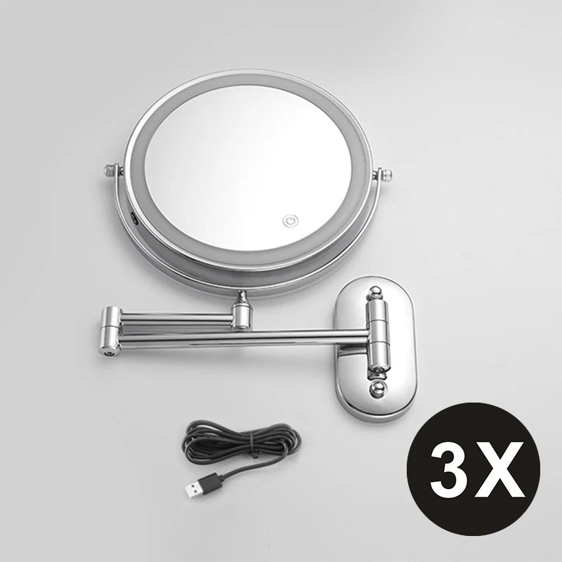 8 Inch Makeup Mirror Gold 3x/5x/7x/10x Magnifying Double Side USB Charging Bathroom 3 Color Light Cosmetic Mirrors